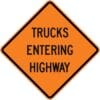 W16 3 trucks entering highway sign