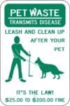 R 116 pet waste sign