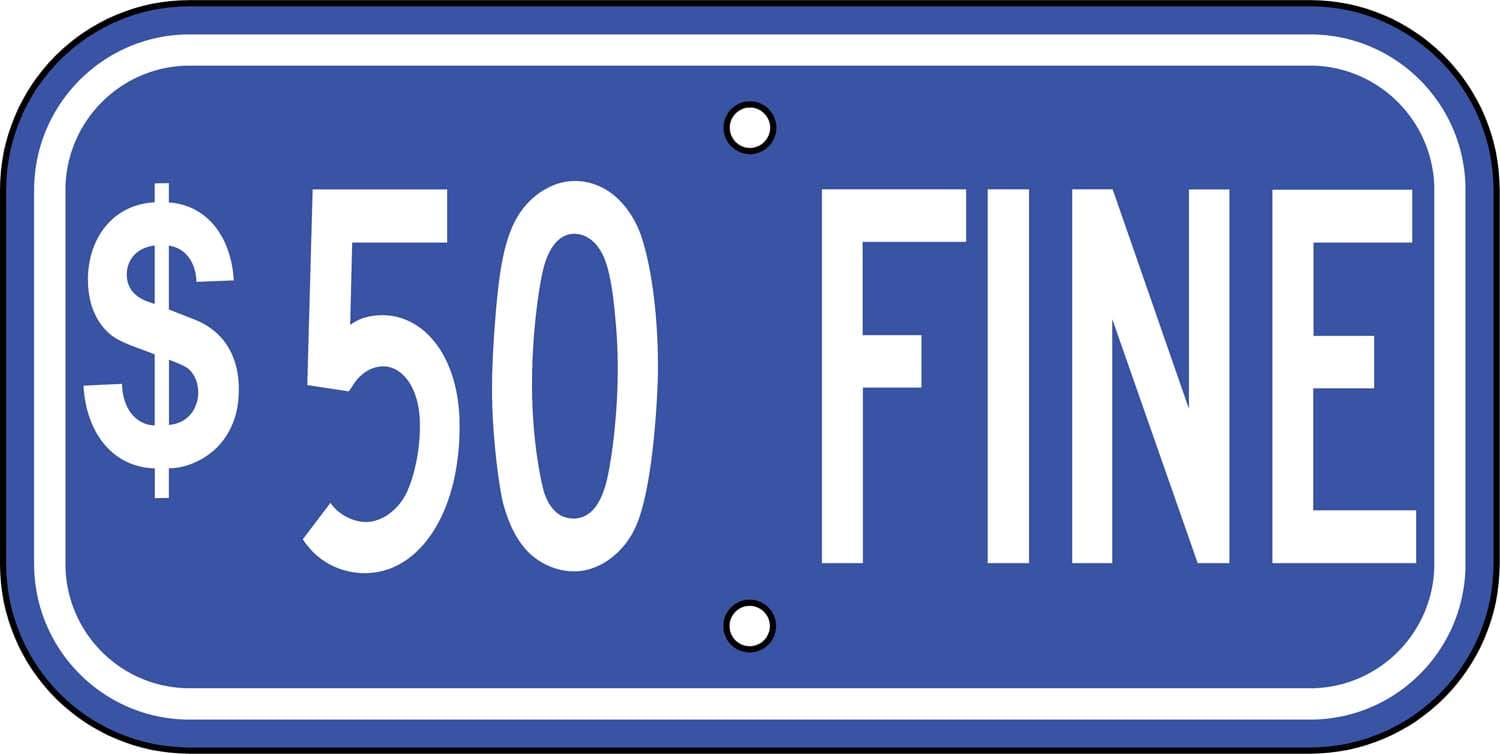 G 11 disable parking 50 fine blue sign