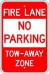R 401 no parking fire lane tow away zone sign 1
