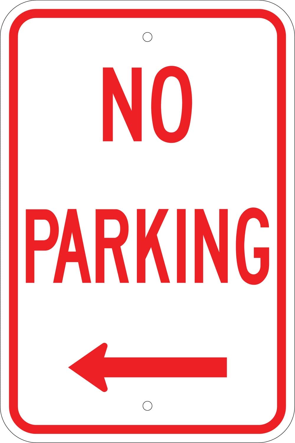 R 45l no parking left arrow sign
