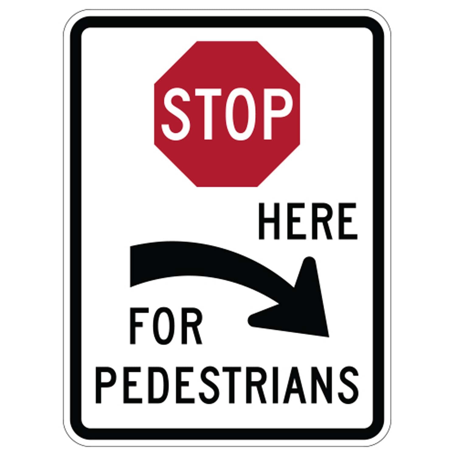 R1 5cr stop here for pedestrians right18 sign