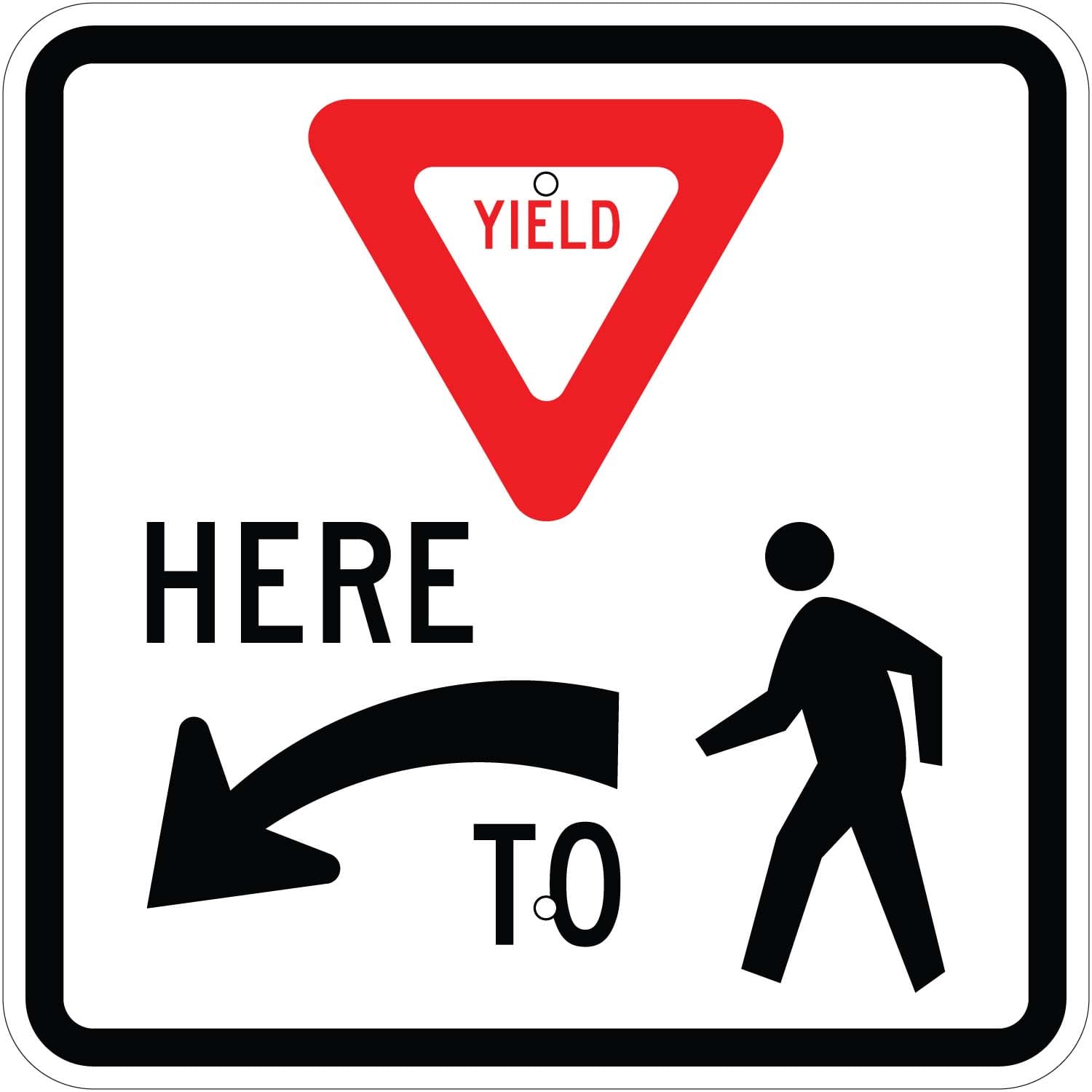 R1 5l yield here to pedestrians left24 sign