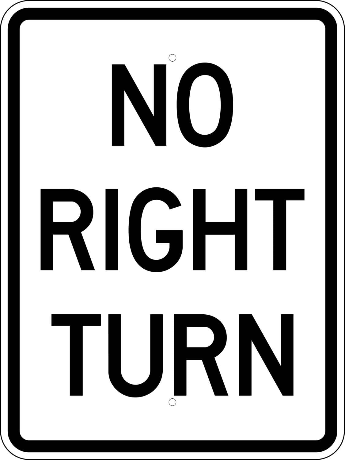 R3 1a no right turn vert sign
