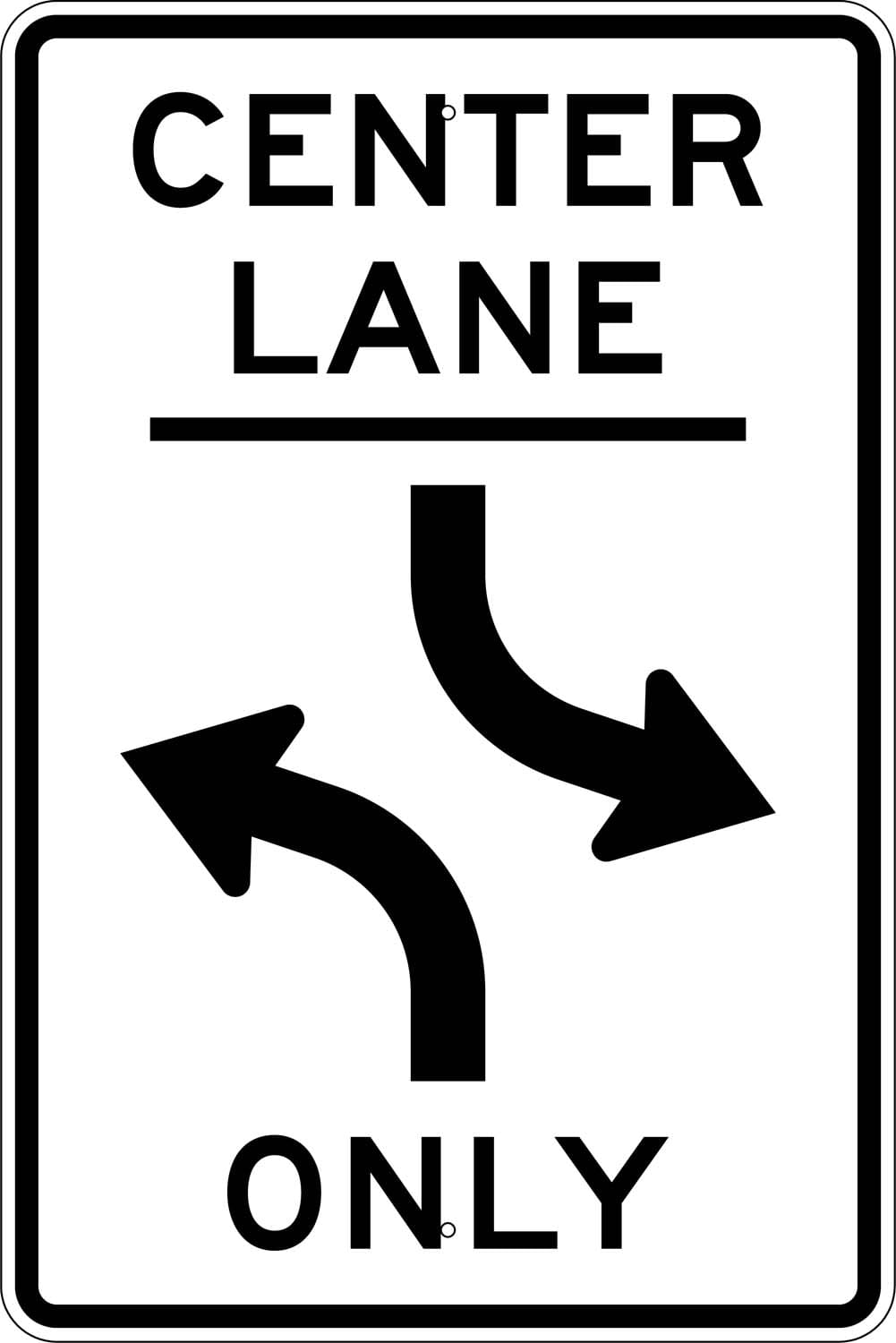 R3 9b center lane turn arrows sign