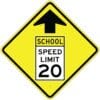 S4 5 school speed limit 20 arrow yellow sign