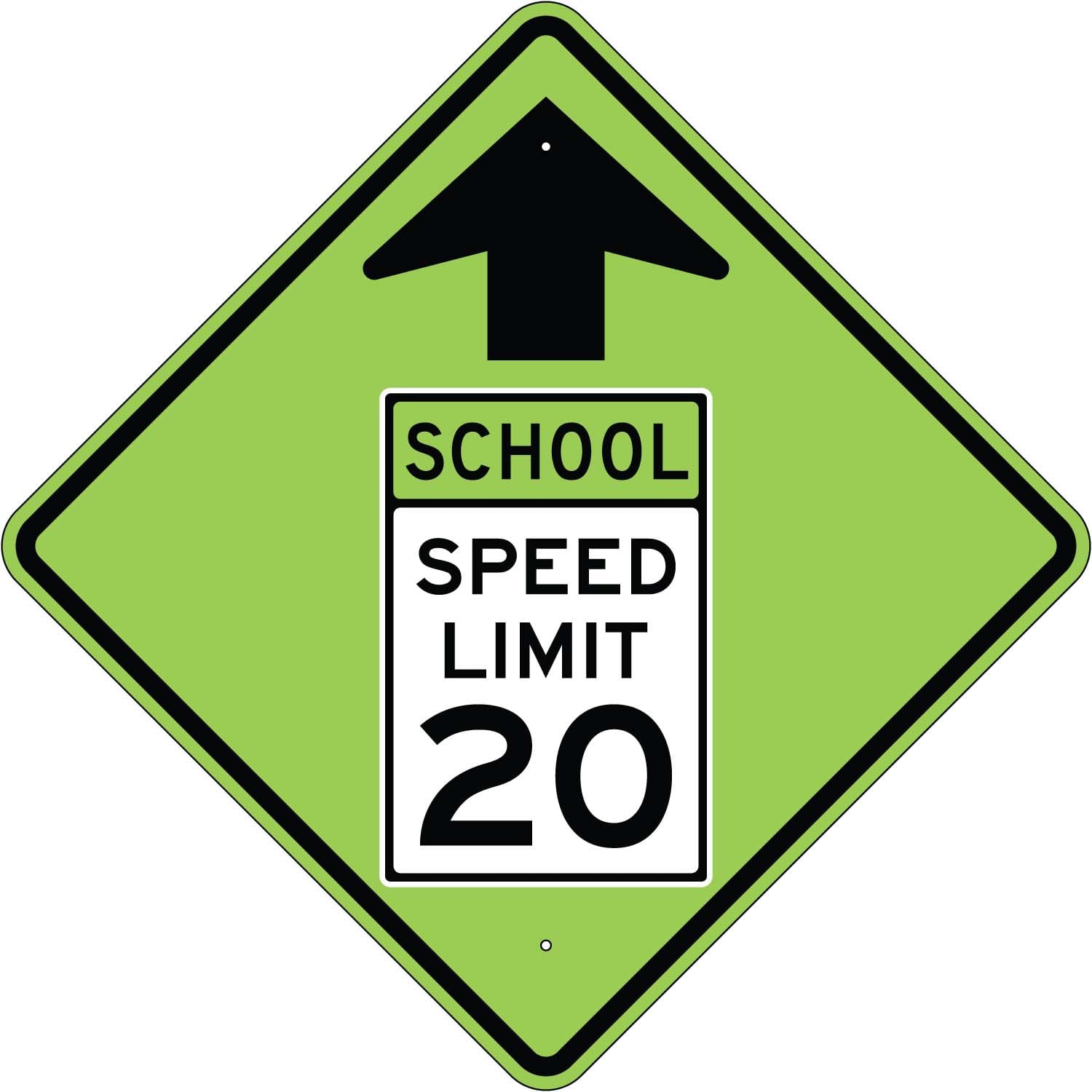 S4 5g school speed limit 20 arrow green sign