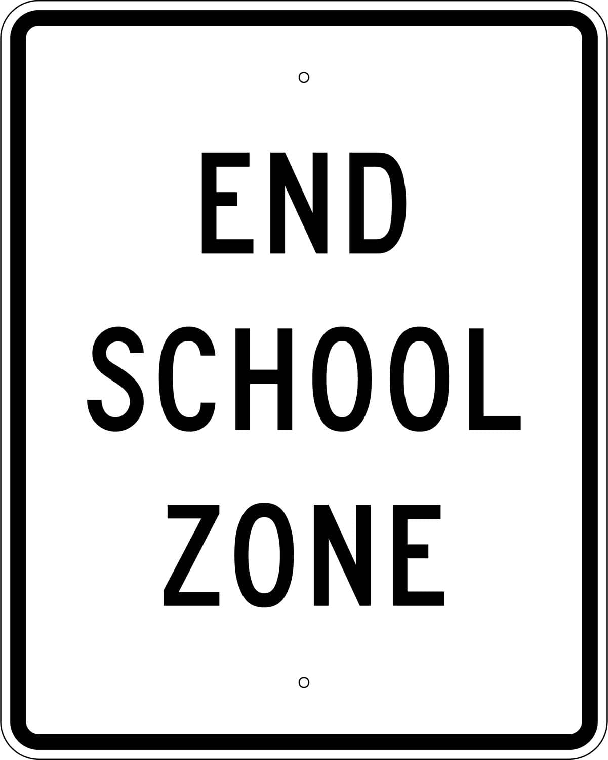 S5 2 end school zone sign