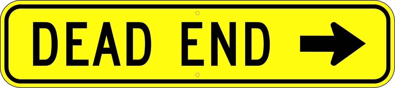 W14 1ar dead end right arrow