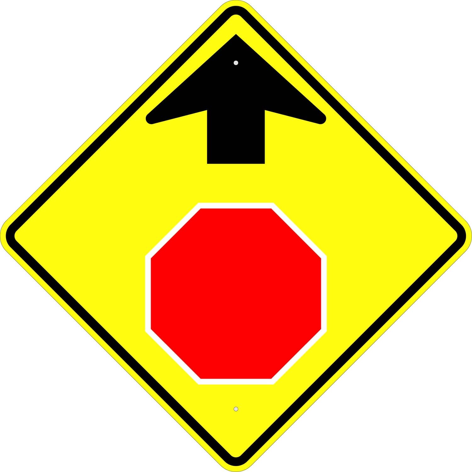 W3 1S stop ahead symbol with arrow