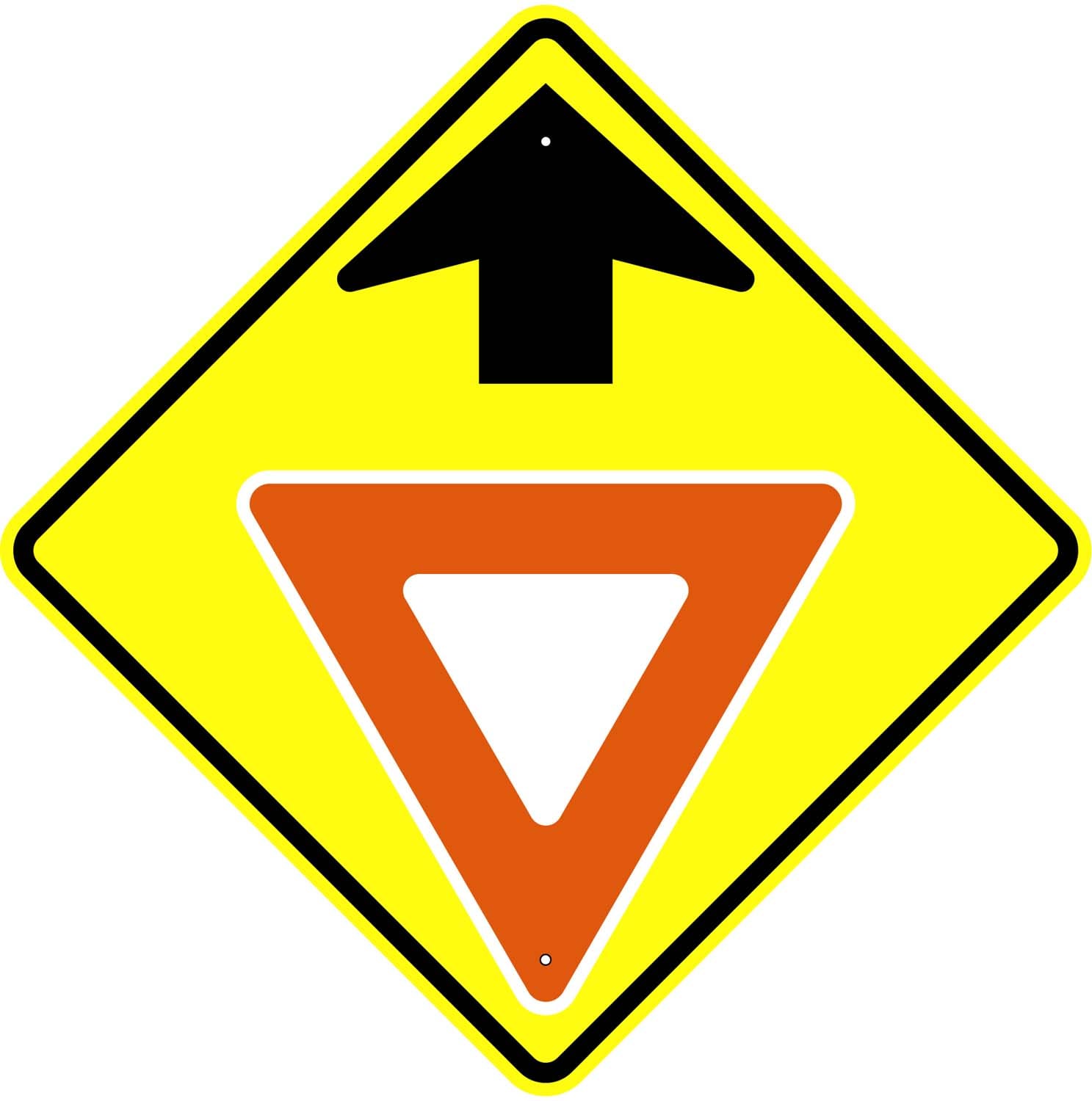 W3 2S yield ahead symbol with arrow