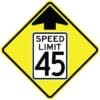 W3 5 speed limit change ahead with arrow