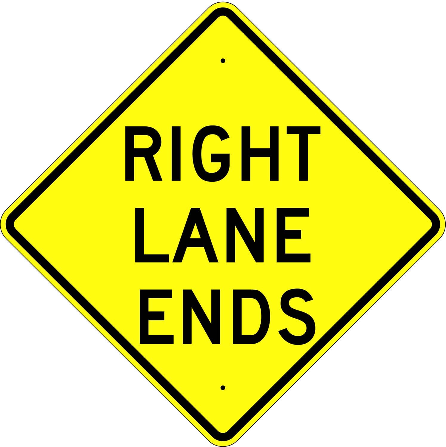 W9 1 right lane ends
