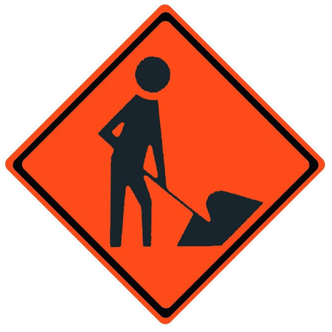 men working symbol roll up sign