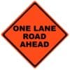 one lane road ahead roll up sign