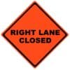 right lane closed roll up sign