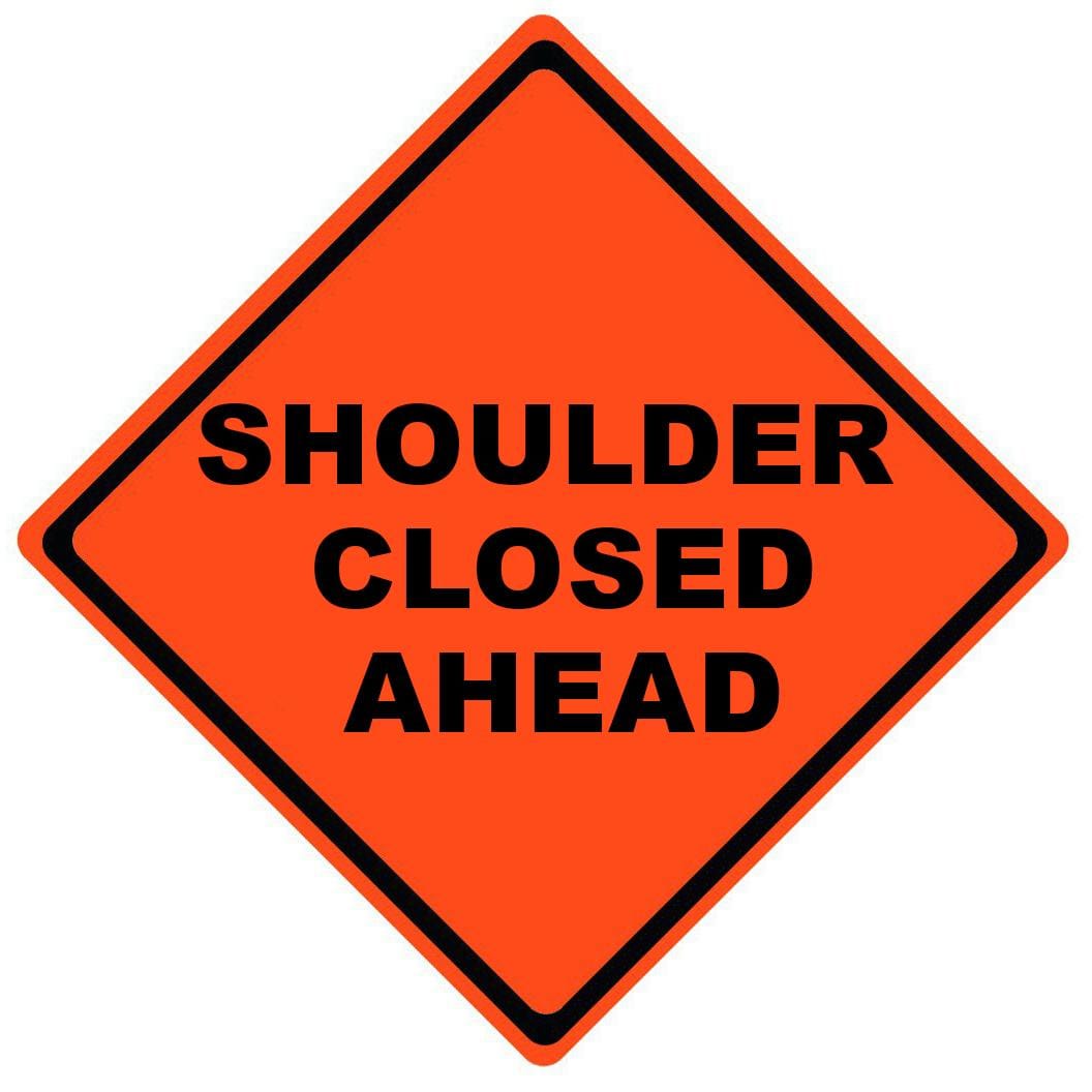 shoulder closed ahead roll up sign