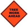 tree work ahead roll up sign